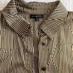 Dynamite Black and Tan Striped Pattern Shirt